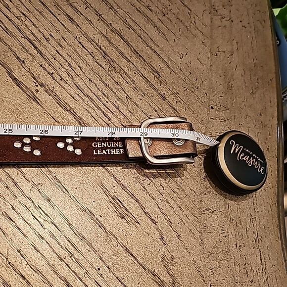 Brown leather studded belt girls size XS-S New no tag - Picture 7 of 8